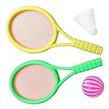 Kisangel 1Satz Tennisschlägerset für Kunststoff mit Bällen für Outdoor Aktivitäten Fördert das Greifen und Perfektes für Zufällige Farben