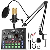 Podcast-Ausrüstungspaket, Audio-Schnittstelle, DJ-Mixer mit Studio-Broadcast-Mikrofon, Podcast-Mikrofon-Bündel, perfekt für Live-Streaming, Aufnahmen, Gaming, Singen