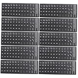 ANDRESLAD 10 Stück Teiliges Spanische Tastaturaufkleber Schwarz mit Weißer Schrift für Notebook Keyboard Cover Mehrsprachige Buchstabenaufkleber Langlebig und Individuell Entfernbar für