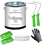 FARBENLÖWE Entfetter Alkydharzverdünnung 700 - Spezialverdünnung für Farben und Lacke (0,5 L mit Lackierset)