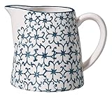 Bloomingville Milchkrug Kristina Retro Sahnekännchen Kännchen kleine Kanne Ø 8,5 x H 8,5 cm, blau, Keramik, fasst ca. 250 ml