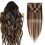 Clip-in-Haarverlängerung, Remy-Echthaar, unsichtbar, natürlich, glatt, nahtlos, 8 Stück, doppelt genäht, 61 cm, 90 g