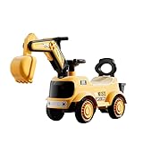 ROSEEONNE wackelauto Kinder Aufsitzbagger, Kinder-Baubagger-LKW, Aufsitz-Schiebeauto, Stauraum unter dem Sitz, Überschlagschutz, Schiebeauto, Fahrzeugspielzeug kinderfahrzeug(Geel)