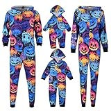 Familien-Halloween-Pyjama-Onesie Halloween Bat Print Matching Family Baby Hooded Jumpsuit Pajama Set(Herren,#042,S)