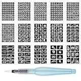 Xynovate Henna Schablone Set, 15 BlätterTemporäre Tattoo Schablonen, Glitzertattoos Schablone für Kinder Erwachsene Gesicht Hand Fuß Finger, Wiederverwendbare Aufkleber