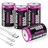 D Akku 1,5 V wiederaufladbar Lithium D Akku USB Typ C, 4 Stück