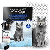 QCAT 7in1 Katzennetz für Balkon [EXTRA DRAHTVERSTÄRKT] | Universell, ohne Bohren, Anpassungsfähig | Balkonnetz, Fensterschutz, Katzengitter, Katzenschutz f. Katzen f. Fenster Balkon (6x3m, Schwarz)