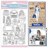 GLOBLELAND Silikonstempel mit Aufschrift 'Working Woman Coffee', für Scrapbooking, modische Dame, Elite-Frau, transparenter Stempel für Kartenherstellung, DIY, Prägung, Journaling