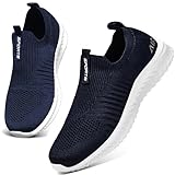 ASHION Damen Slip On Sneaker Mesh Leichte Atmungsaktiv Freizeitschuhe Fitness Turnschuhe Laufschuhe Walking Schuhe,Weiß Blau,40 EU