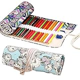 Leinwand Pencil Wrap, 2 Stücke Leinwand Stifterolle, Wrap Leinwand Stifterolle, Kunst Pinsel Huelle Roll Up, für Künstler, Kinder, Erwachsene, Schule, Büro und Bohemian, 36 Löcher