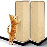 Zocipro 2 Stück Kratzmatte Katze, 50 x 25 cm Kratzwand für Katzen, Eckenschutz Katze, Sisal Katzen Kratzmatte zum Kleben, Katzenkratzbretter für Sofa Möbel Tür Kratzschutz,Beige