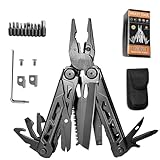 Multifunktionszange, 28 in 1 Faltbares Multitool mit Schere Messer Säge Flaschenöffner Schraubendreher Tragetasche Multifunktionswerkzeuge für Camping Wandern Angeln Reparieren