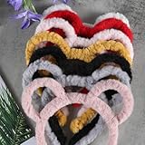 Maxtonser 1 Stück koreanische Frauen Winter dicke Plüsch-Stirnbänder – runde Bärenohren, Make-up-Haarreifen, Cartoon-Rund, Maus, Bär, Ohren, Haarreif, Bonbonfarben, Make-up, Metall, Bandana, Geschenke