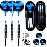 GUBOOM Dartpfeile mit Kunststoffspitze für Elektronische Dartscheibe 3 Stück Soft Darts Pfeile Set, 18 Gramm Profi Softdarts Dartpfeil und Extra Schafts Flights Dartspitzen Anti-Lose Gummiringe