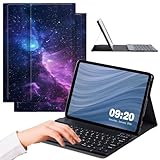 RMJKXQZG Schutzhülle für Amazon Fire Max 11, starke magnetische Abdichtung, Lederhülle, abnehmbare kabellose Tastatur für Kindle Fire 11. Generation 2023, für Damen und Herren, Blau / Lila