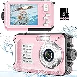 Unterwasserkamera wasserdichte Kamera 10FT 1080P Full HD 30MP Unterwasserkamera 16X Digitalzoom mit Einer 32GB Karte Anti Shake Digitalkamera Rosa