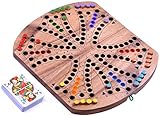 LOGOPLAY Tock für 4 oder 6 Spieler - Gesellschaftsspiel mit Spielkarten - Brettspiel aus Holz mit zusammenklappbarem Spielbrett