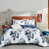 MILDLY Bettwäsche 135x200 4 Teilig Baumwolle Satin, 100% Langstapelige Baumwolle Pflanzenmuster Kühlende Bettwäsche-Sets, ÖkoTex Zertifiziert & für Allergiker Geeignet, Elai