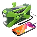 AZURAOKEY Kurbelradio mit Solar und LED Taschenlampe – AM/FM/NOAA Tragbares Radio mit 10000mAh Akku, SOS-Alarm for Outdoor-Abenteuer, Weltempfänger for Camping und Outdoor