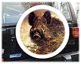 AB3-00186 Wildschwein Keiler Reserveradabdeckung 68x21 cm Reserveradhülle Ersatzradabdeckung Reifencover Radhülle Tasche Überzieher Schutz aus Planenmaterial und Kunstleder 26 1/2´´ inch