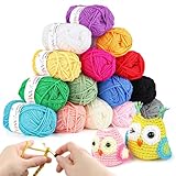 YINVA Häkelgarn 15 Farben x 25g Acryl Wolle Zum Häkeln Wolle Zum Stricken Häkelwolle für Anfänger Crochet Yarn für Häkeln Stricken und Handwerk