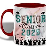 Fantasievoll Glühweintasse Senior Klasse 2025 Becher Lustig Thermobeschichtung Becher 330ML für Tea-Lover Geschenk,Abschlussfeier,Elterngeschenk,Lehrergeschenk