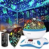 Moredig - Nachtlicht Baby, Nachtlampe Kinderzimmer Baby Einschlafhilfe 360° Drehung+12 Beruhigende Musik+8 Romantische licht, Sternenhimmel Projektor Kinder, Geeignet für Weihnachten Geschenke