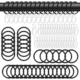 50 Stück Vorhangringe Metall, 30 mm Innendurchmesser Gardinenringe Schwarz mit Kunststoff Gardinenhaken, Gardinen Ringe für Stange, Curtain Rings für Vorhang Duschvorhang, Fenstervorhänge