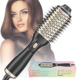Bizcasa Warmluftbürste 1200W 4 In 1 One-Step Föhnbürste Professionell Rundbürstenföhn Heißluftbürste,3 Temperaturen&2 Windstärken,ionen Haartrockner Haarschäden Fönbürste Rundbürste (Schwarz)