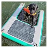 MZZKFC Aufblasbare Hundewasserrampe Für Boot, 150cm Hunde Dock Plattform Mit 3 Nylon Griff & 4 D-Ring & 3 Schritte & 1 Pumpe, PVC Hund Pool Rampe Last 105kg, Faltbar & Wiederverwendbar(Green)