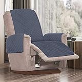 BeerMmay Sesselschoner Sesselauflage Relax mit Armlehnen ​und Taschen Sessel,1 Sitzer/wasserdicht/gepolstert/mit rutschfestem Gurt/sesselüberzug (Grau)