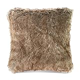 Luxus Fell-Wendekissen Simba gefüllt Extra flauschig, Fake Fur Felloptik Pelzkissen für Wohnzimmer, Sofa, Bett, Stühle 50x50 cm (Simba/Wolf)