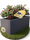 Ondis24 Pflanzkübel Vulkan, 57L Pflanzvolumen, rechteckig, Blumenkasten mit Wasserspeicher, Balkon Terrasse, Blumenkübel (Anthrazit)