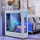 TT-YEC Luxuriöses Aquarium Aus Verdicktem Glas, Großes Aufrechtes Aquarium-Set, Intelligentes Aquarium-Set, Mehrschichtiges Filtersystem, Mit LED-Beleuchtung Und Zubehör.,Length 120cm d