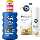 NIVEA SUN Spray Schutz Pflege LF50+200ml + NIVEA SUN FACE Serum 2in1 PrimerDaily UV Serum 50+ 30ml