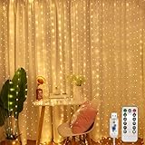 Jsdoin Lichtervorhang,3.6x3m 360leds Lichterketten Vorhang Lichterkettenvorhang 8 Modi mit Timer für Lichterkette Fenster Innen Außen Deko,Weihnachten Party, Zimmer, Schlafzimmer, Hochzeit