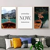 Uixxducc Moderne Bilder Wohnzimmer Poster Set Boot See Leinwand Bilder 3er Set - Wandbilder für Schlafzimmer Ohne Rahmen (50x70cm)