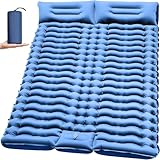 Doppel-Isomatte für Camping – 10,2 cm selbstaufblasende Isomatte mit integriertem Kissen und Fußpumpe, extra dicke 2-Personen-Campingunterlage für Rucksackreisen, Wandern, Reisen