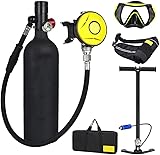 AUNLPB Scuba Tank Sauerstoffflasche Tauchen Scuba Diving Mini Tauchflasche Tragbare Tauchausrüstung Set Taucher Ausrüstung Mit Pumpe Atemfreiheit unter Wasser für 15 bis 20 Minuten, Schwarz,1L