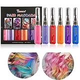 6 Stück Temporäre Haarfarbe Kamm Set, Waschbare Haarfarbe Wachs, Intensiv-Haarfarbe Tönung Haarfarbe Creme, Haarmascara für Geburtstag, Cosplay DIY, Halloween