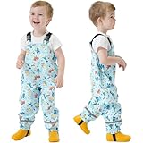 Fewlby Matschhose Kinder Regenhosen Regenlatzhose, Mädchen wasserdichte Hosen Jungen Wind- und wasserdichte Regenoverall mit Fußschlaufen Wiederverwendbar Outdoor Regenbekleidung, 3-4 Jahre