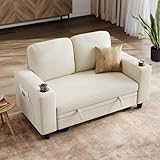 LINSY HOME Loveseat Sofa mit Stauraum – Bequemes Plüsch-Cord-2-Sitzer-Sofa mit Getränkehaltern, Sofa Klein für Kleine Räume, Wohnzimmer, Schlafzimmer, Wohnung