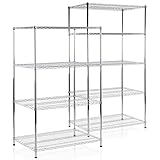 casa pura Schwerlastregal Lagerregal - dekoratives Schraubregal Gitterregal - Metallregal pro Boden bis 150 kg belastbar - Regal aus verchromtem Stahl (4 Böden - 90(B) x60(T) x160(H) cm) Himalaya