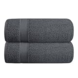 GLAMBURG Baumwolle 2er-Pack Oversized Badetuch-Set 70 x 140 cm, große Badetücher, Ultra saugfähig, kompakt, schnell trocknend und leicht, Holzkohle Grau