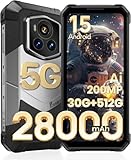 FOSSiBOT F107 Pro 5G Smartphone ohne Vertrag Android 15 Outdoor Robustes Handy mit 30GB+512GB 6.95' FHD+ 120Hz 28000mAh Dimensity 7300 200MP Kamera Vision