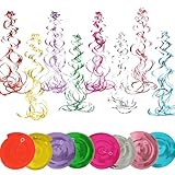 48 Stück Hängende Spiralen Grlande Luftschlangen Party Dekorationen Folien Wirbel Deckenhänger für Geburtstag Hochzeiten Weihnachten Karneval Fasching Deko