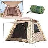 Tragbares aufblasbares Campingzelt, Campingzelt, für 2-4 Personen, es gibt zwei Türen insgesamt, 400D Oxford PU-Beschichtung, neue TPU-Luftsäule, hochdichtes Netz, tragbar, für Familienwandern,