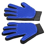 BOUMOUR® -Fellpflegehandschuh Tierhaarentferner Bürste Massage Fellpflege Grooming Glove Hund Katze (Blau, 2 Handschuhe, EIN Paar) (Blau)