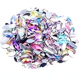 Canollo 200 Stück Acryl Strasssteine Set, Bunt Strass Nagelzubehör, Edelsteine in Verschiedenen Farbe und Größen, Basteln Flatback Strasssteine, Dekorative Diamanten für Nagel Deko, DIY Handwerk