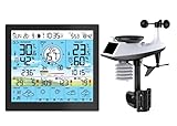 Raddy WF-120P Wetterstation mit Außensensor Funk, Wlan Innen-Außenthermometer mit Digital Farbdisplay, Windmesser Regenmesser Solarsensor für Zuhause, Büro Hausgarten